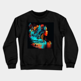 Surreal Native American Woman Crewneck Sweatshirt